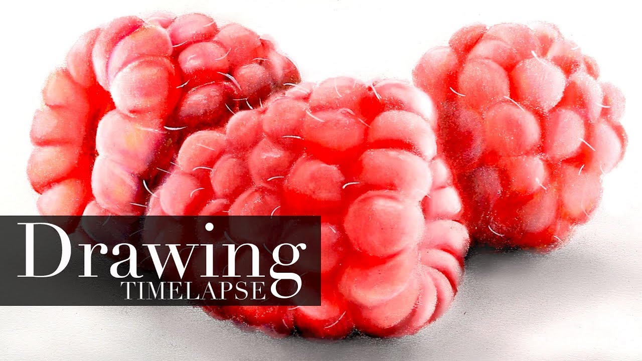 1280x720 Drawing Raspberries Very Realistic Time Lapse Art Video - Raspberry Drawing