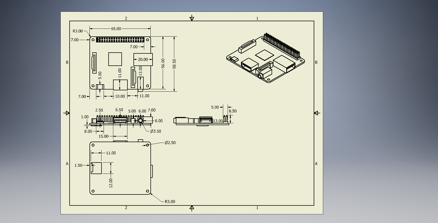 raspberry pi cad drawing