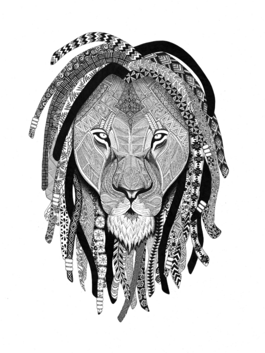 900x1200 rasta lion art - Rasta Lion Drawing