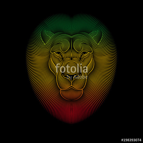 500x500 engraving of stylized rasta lion on black background linear - Rasta Lion Drawing