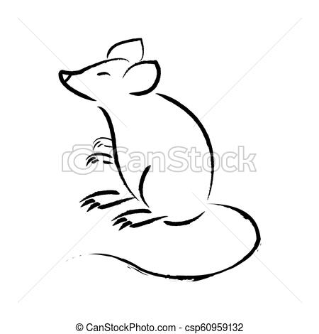 450x470 outline draw mouse cute draw outline mouse vector illustration - Rat Outline Drawing