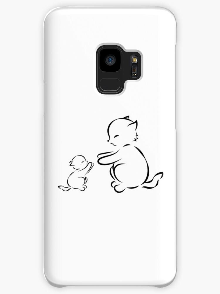 750x1000 Outline Drawing Cat And Kitten On White Background Cases Skins - Rat Outline Drawing