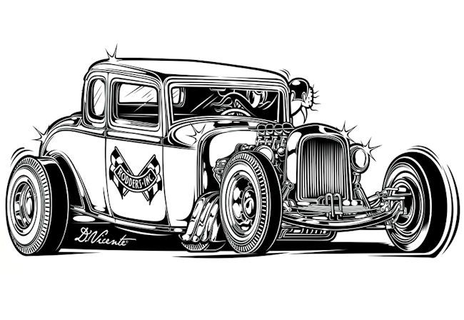 650x448 hot rod drawing tag - Rat Rod Drawings