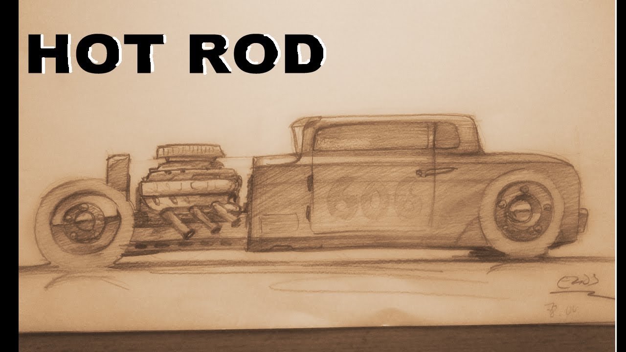 1280x720 how to draw a hot rod side view - Rat Rod Drawings