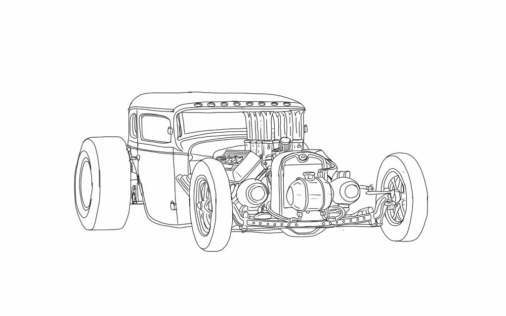 1024x640 rat rod coloring pages favorite automotive sketches art cars - Rat Rod Drawings