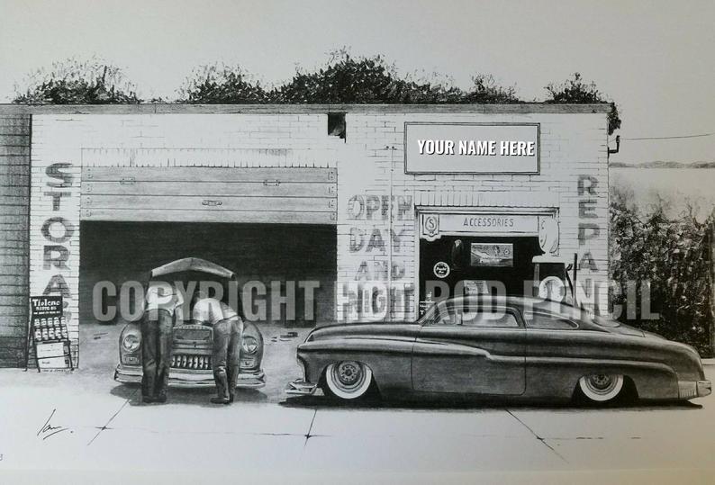 794x539 mercury lead sled rat rod personalized pencil etsy - Rat Rod Drawings