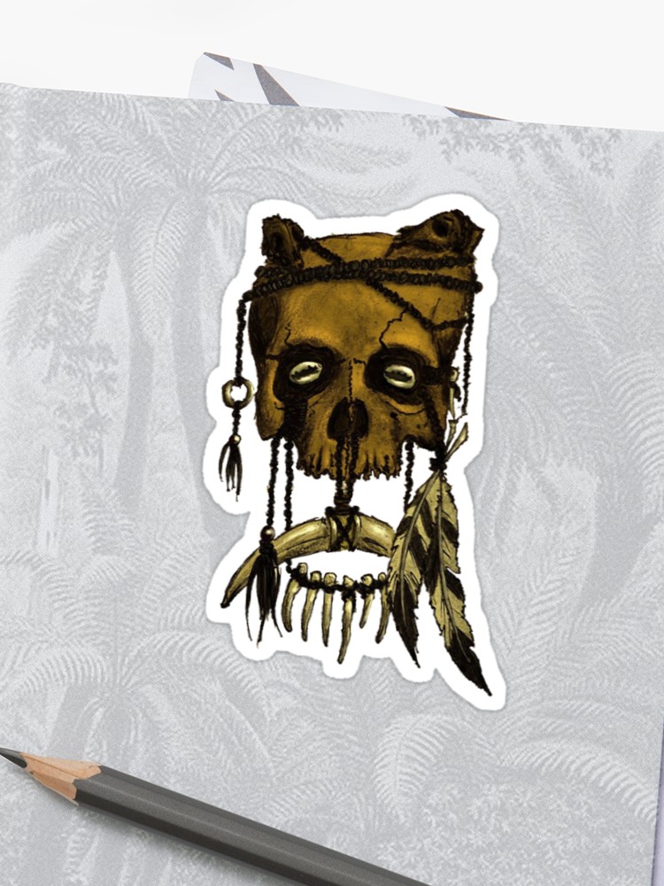 750x1000 dayak tribal trophy headhunter skull with rat skulls and feathers - Rat Skull Drawing