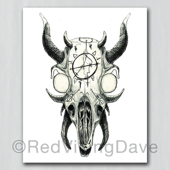 570x570 devil rat skull illustration fine art giclee print creepy etsy - Rat Skull Drawing