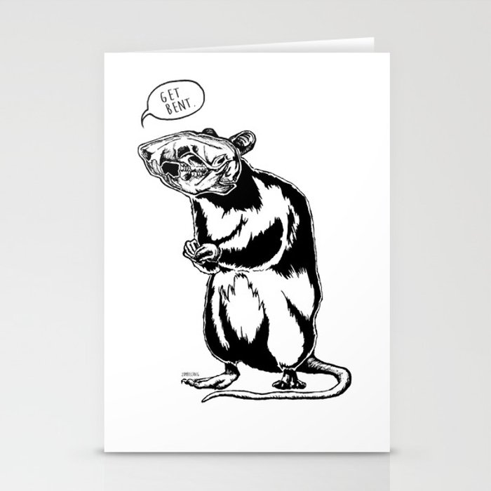 700x700 Get Bent Rat Skull Ink Stationery Cards - Rat Skull Drawing