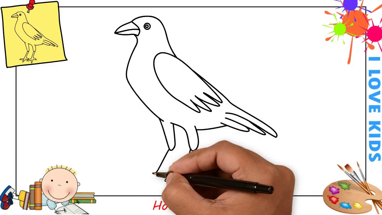 1280x720 How To Draw A Raven Bird Easy Step - Raven Bird Drawing