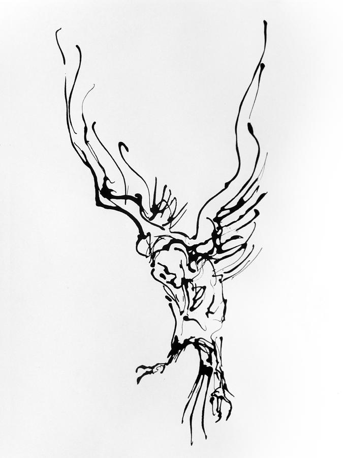 675x900 White Raven Drawing - Raven Drawing