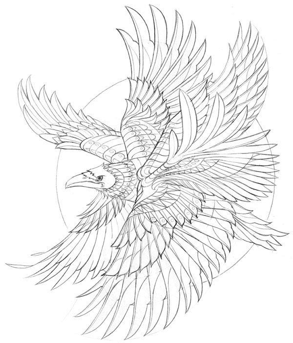 600x702 moonlight raven on behance - Raven Flying Drawing