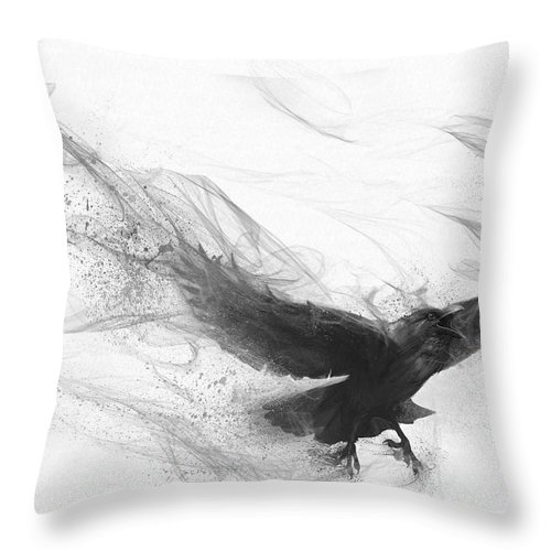 500x500 raven's flight throw pillow for sale - Raven In Flight Drawing