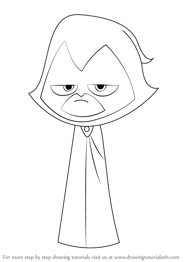 598x844 Learn How To Draw Raven From Teen Titans Go - Raven Outline Drawing