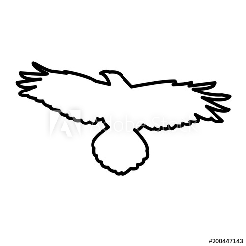 500x500 Raven Outline Images On White Background, Fyling - Raven Outline Drawing