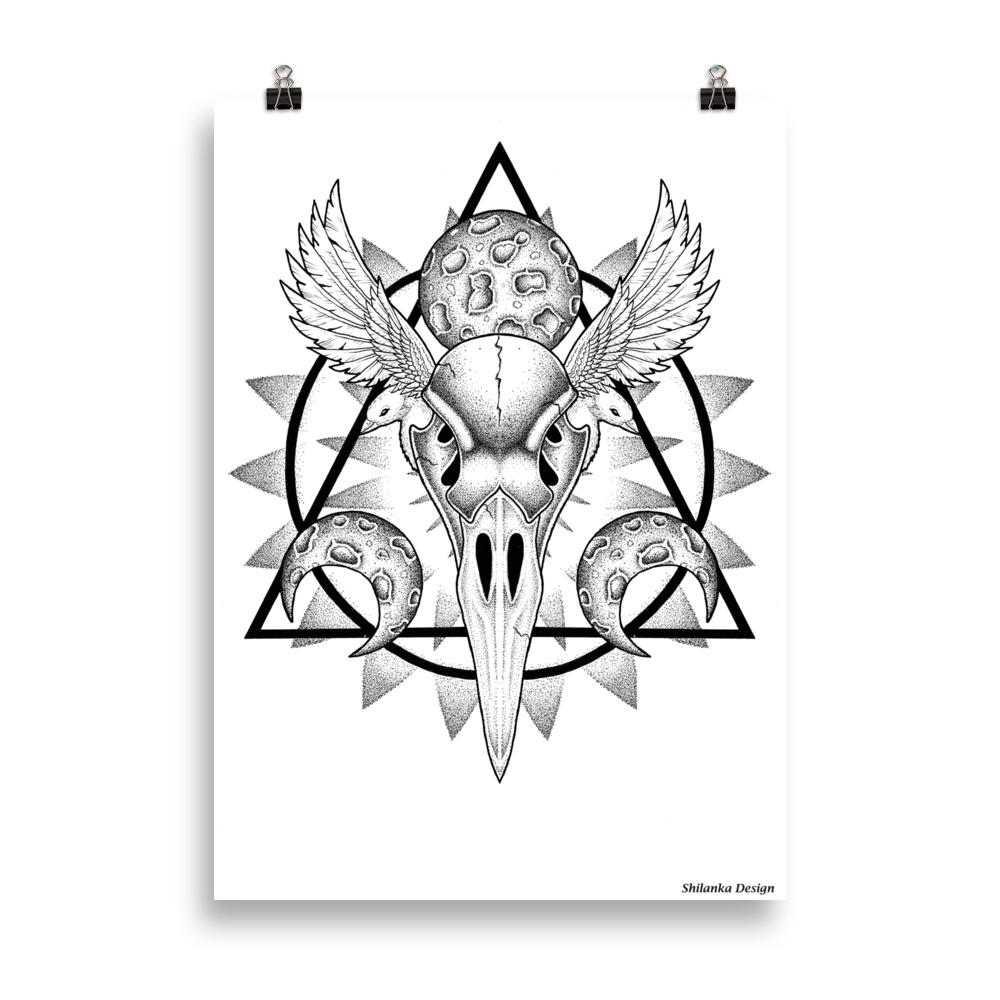 1000x1000 Raven Skull Poster Shilankadesign - Raven Skull Drawing