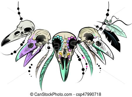 450x331 Raven Sugar Mexican Skull Raven Skull Vector Illustration - Raven Skull Drawing