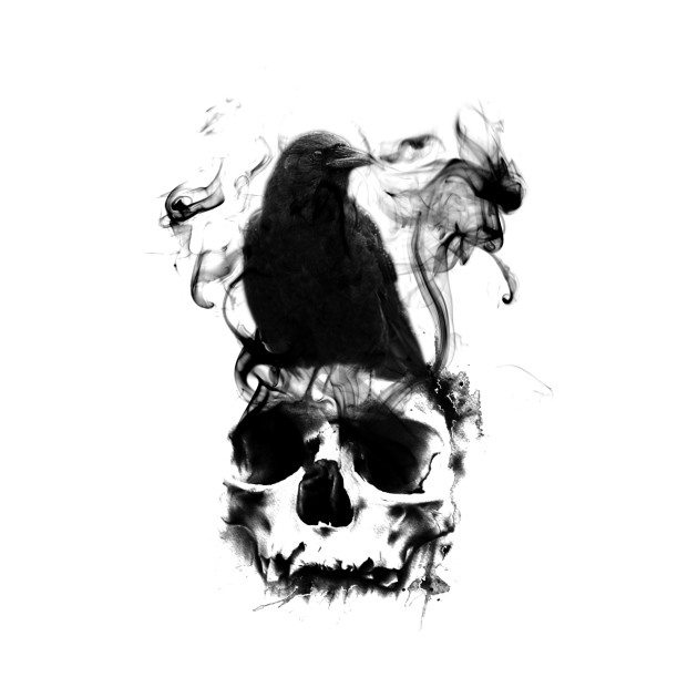 630x630 Skull And Raven - Raven Skull Drawing