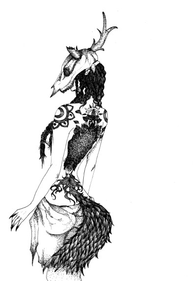 400x573 Bird Skull Tattoo Tumblr - Raven Skull Drawing