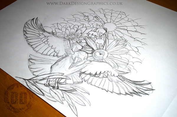 600x399 A Custom Raven Tattoo Design On Behance - Raven Tattoo Drawing