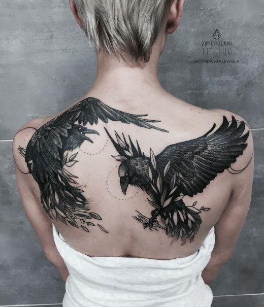 520x605 Raven Tattoo Meanings, Designs, And Ideas Tatring - Raven Tattoo Drawing