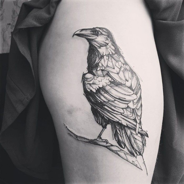 600x600 mysterious raven tattoos art and design - Raven Tattoo Drawing