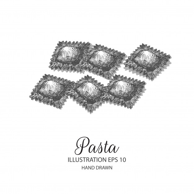 626x626 pasta ravioli hand drawn illustration vector premium download - Ravioli Drawing
