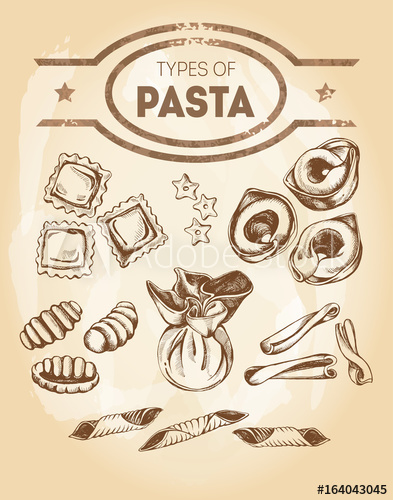 393x500 different types of authentic italian pasta - Ravioli Drawing