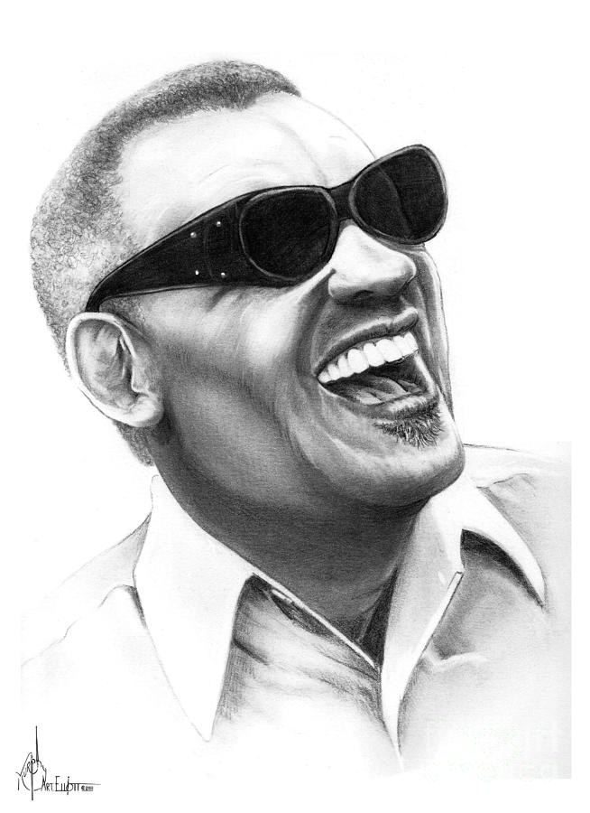 654x900 Ray Charles Drawing - Ray Charles Drawing