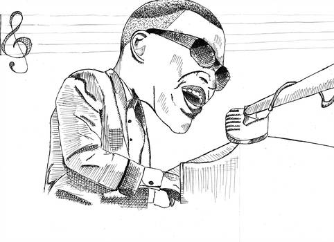 482x350 Ray Charles Drawing - Ray Charles Drawing