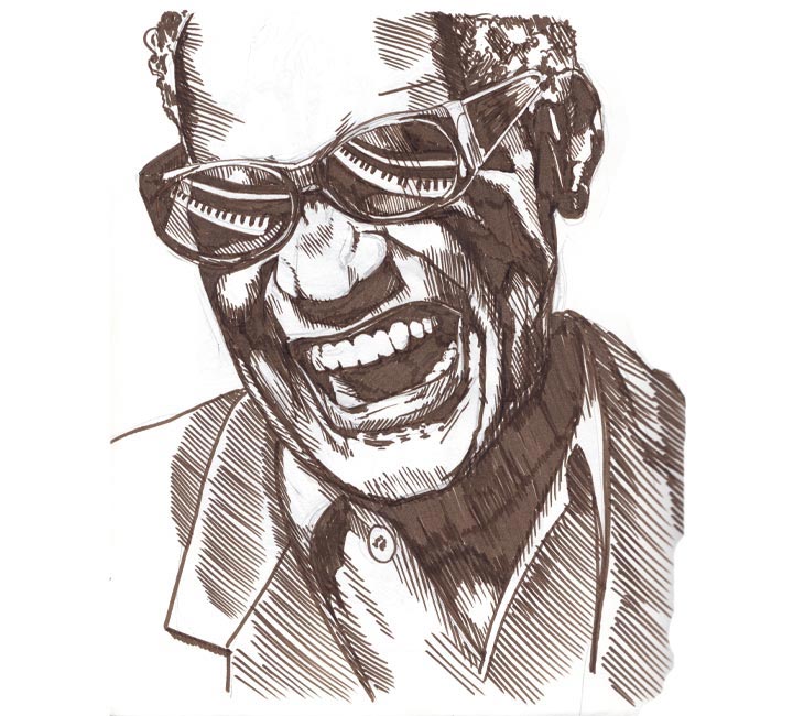 720x650 pen ink illustration portfolio sheetz design - Ray Charles Drawing