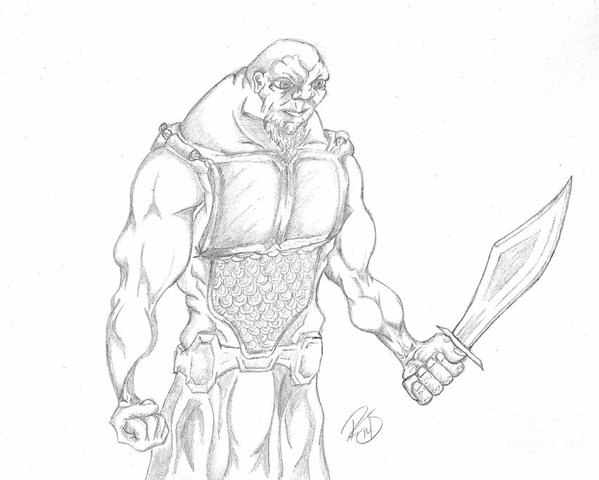 599x480 Swordsman Drawing - Ray Drawing