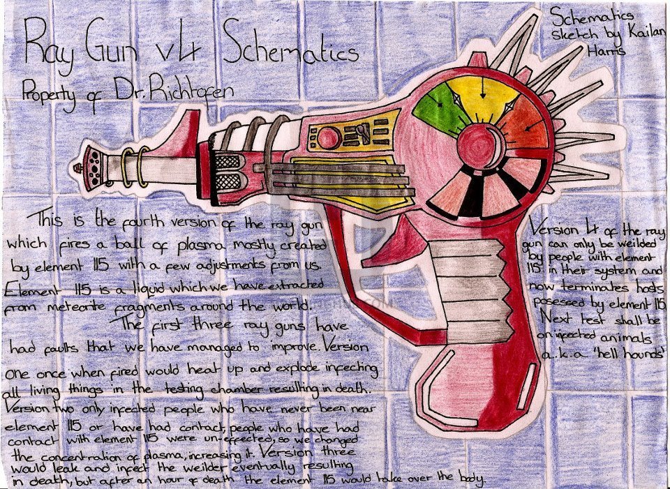 960x701 ray gun drawing - Ray Gun Drawing