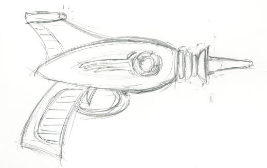 519x327 retro raygun realizing a prop through cad steps - Ray Gun Drawing