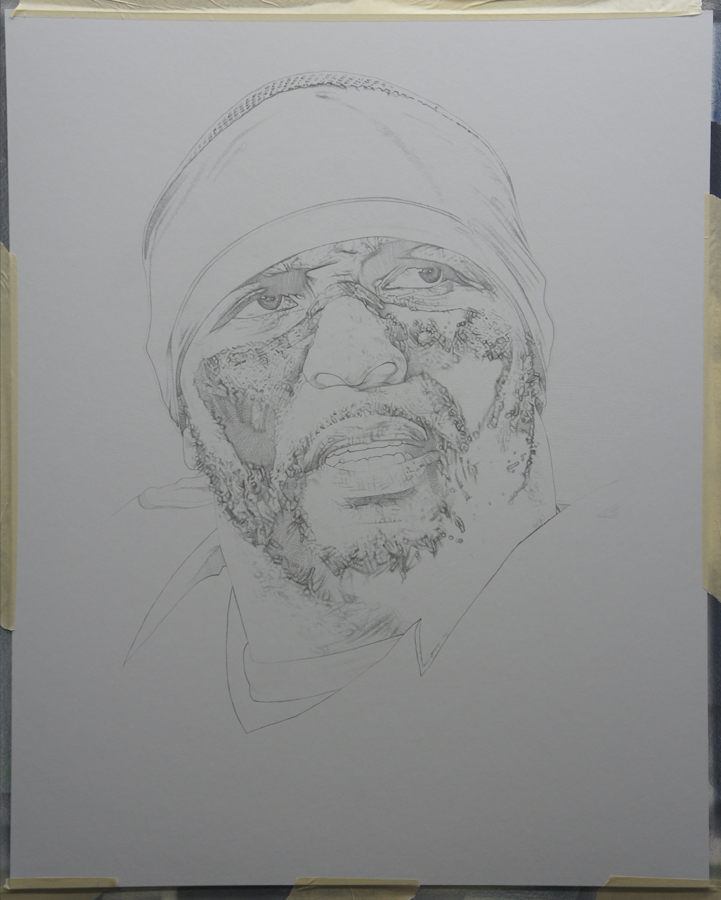 721x900 adam port working on a painting of ray lewis - Ray Lewis Drawing