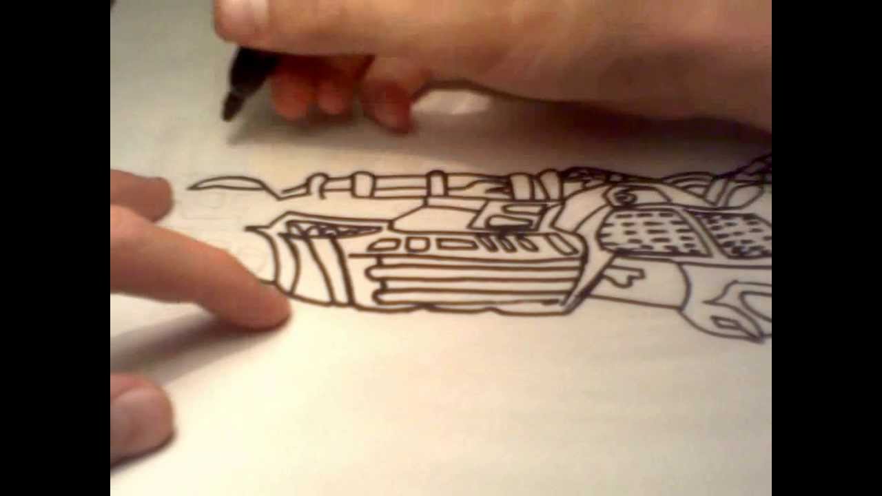 1280x720 how to draw the ray gun mark part from black ops - Raygun Mark 2 Drawing
