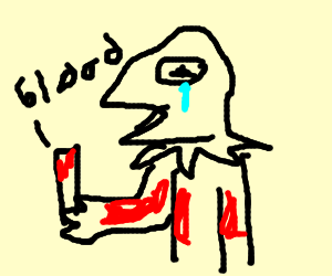 300x250 kermit with razor blade hands drawing - Razor Blade Drawing