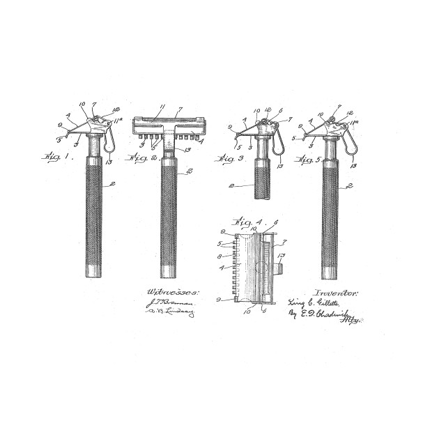 630x630 safety razor vintage patent hand drawing - Razor Drawing