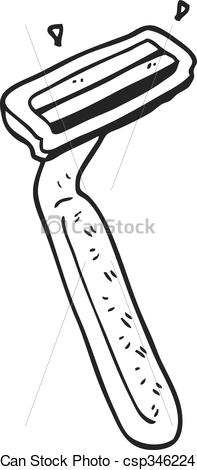 197x470 freehand drawn black and white cartoon razor - Razor Drawing