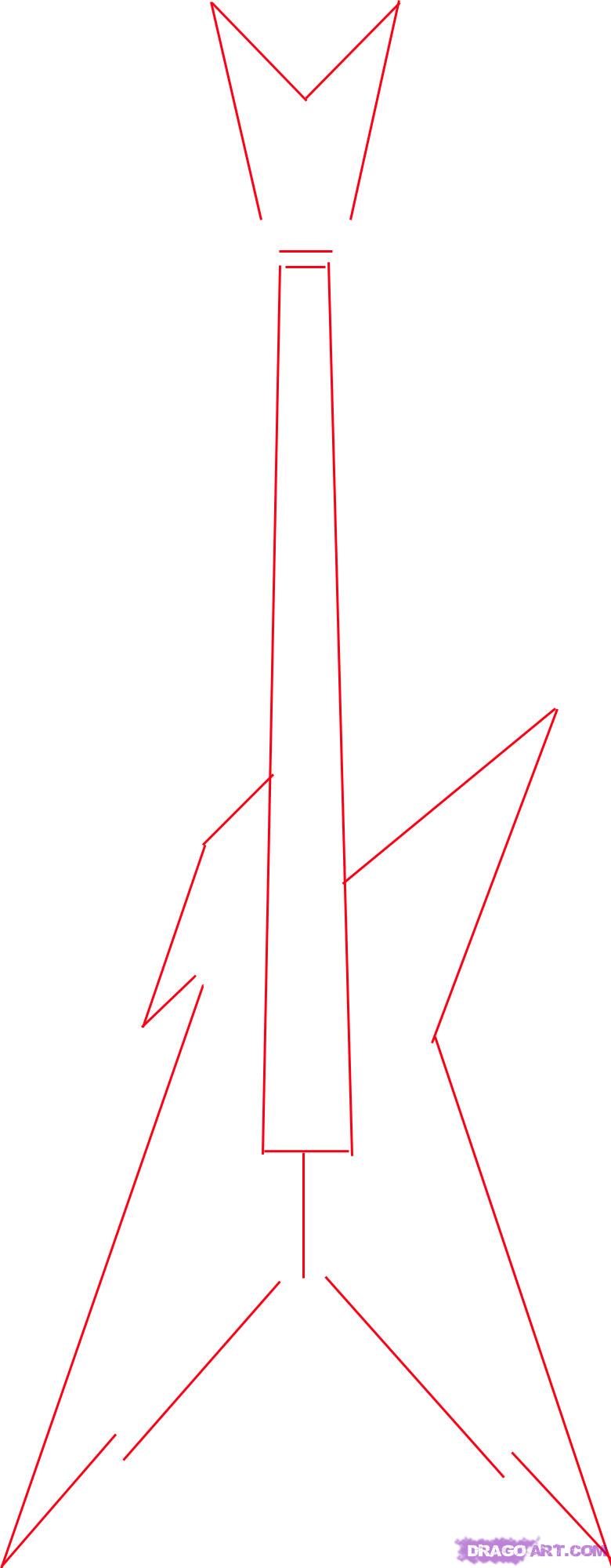780x1999 How To Draw A Electric Guitar, Step - Razorback Drawing
