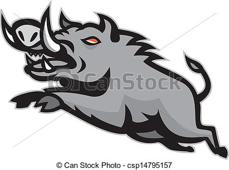 450x334 wild pig boar jumping isolated illustration of a wild pig boar - Razorback Drawing