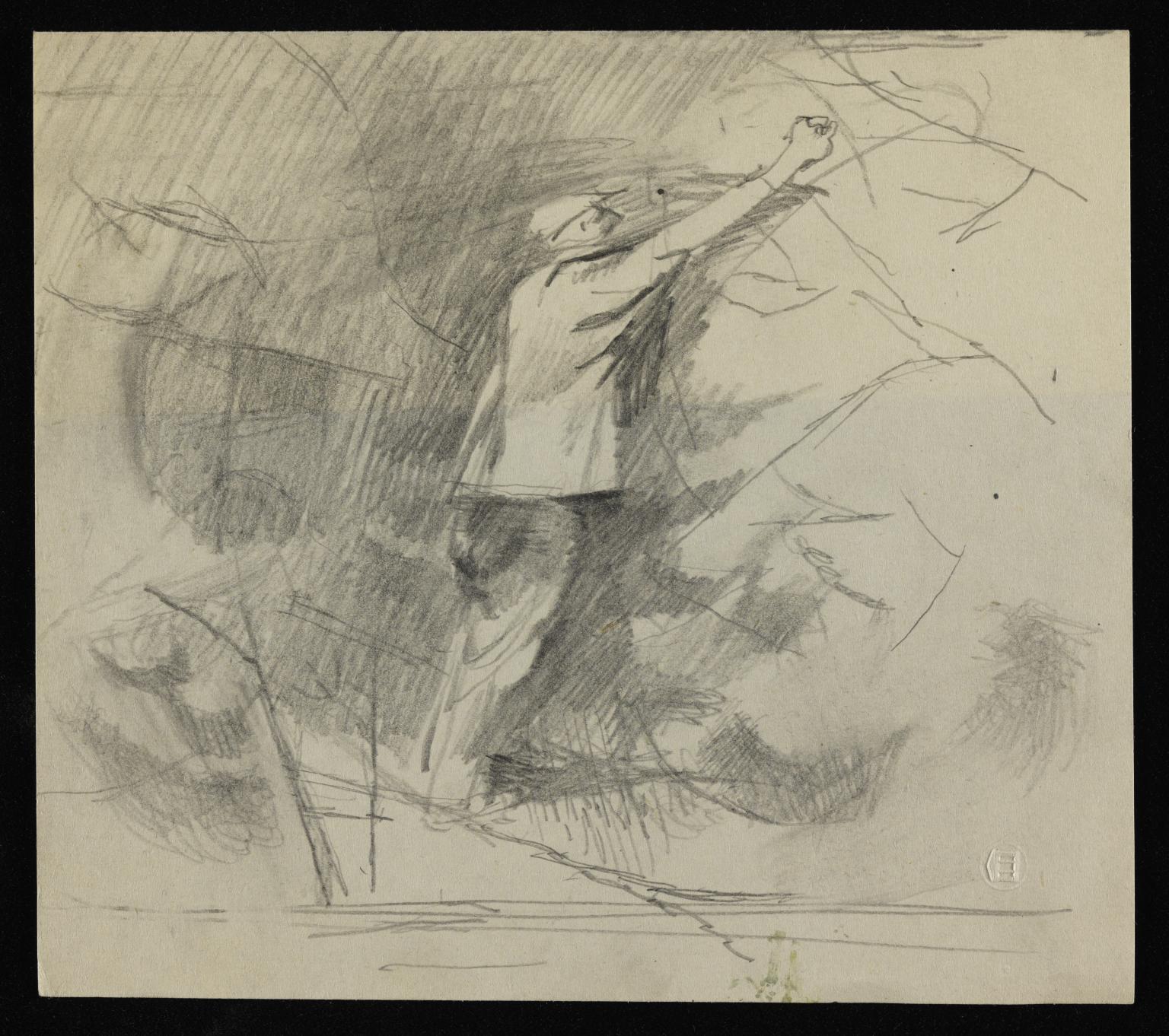 1536x1362 drawing of a man reaching out for something', keith vaughan - Reaching Drawing