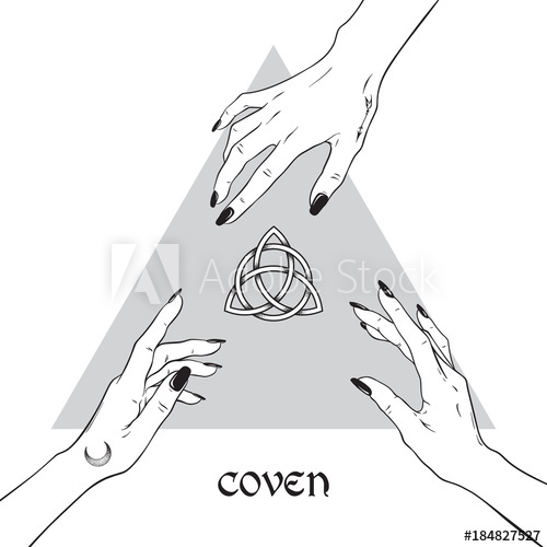 500x500 hands of three witches reaching out to the pagan symbol triquetra - Reaching Hand Drawing