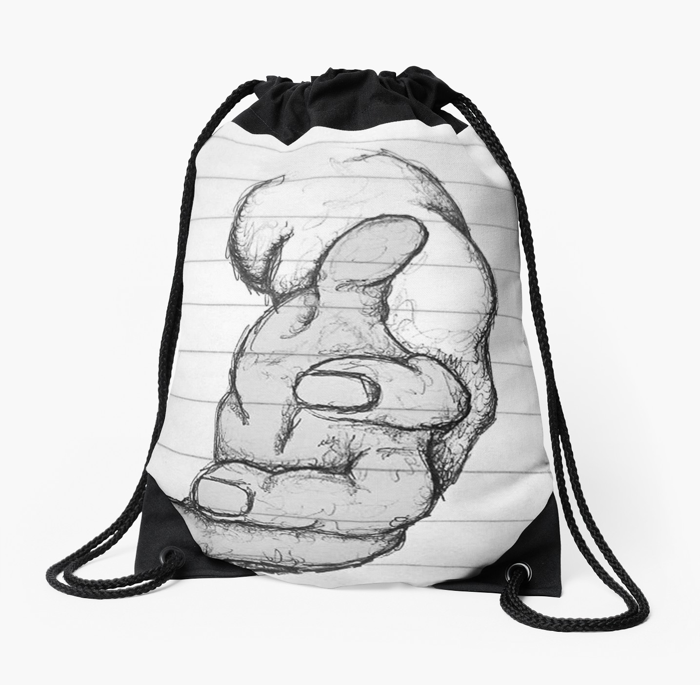 1435x1404 reaching hand drawing drawstring bags - Reaching Hand Drawing