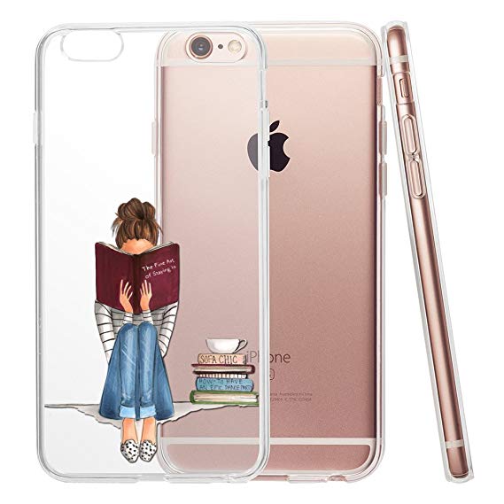 569x569 girl reading book drawing clear phone case for iphone - Reading Book Drawing