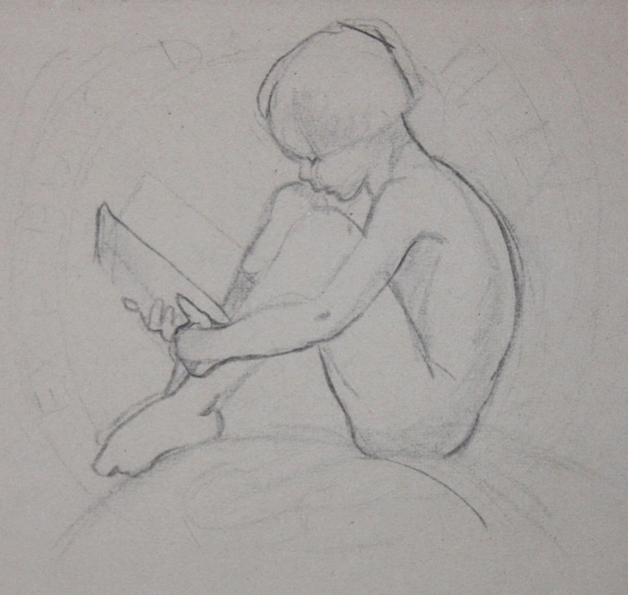 700x664 Royds, Mabel - Reading Drawing