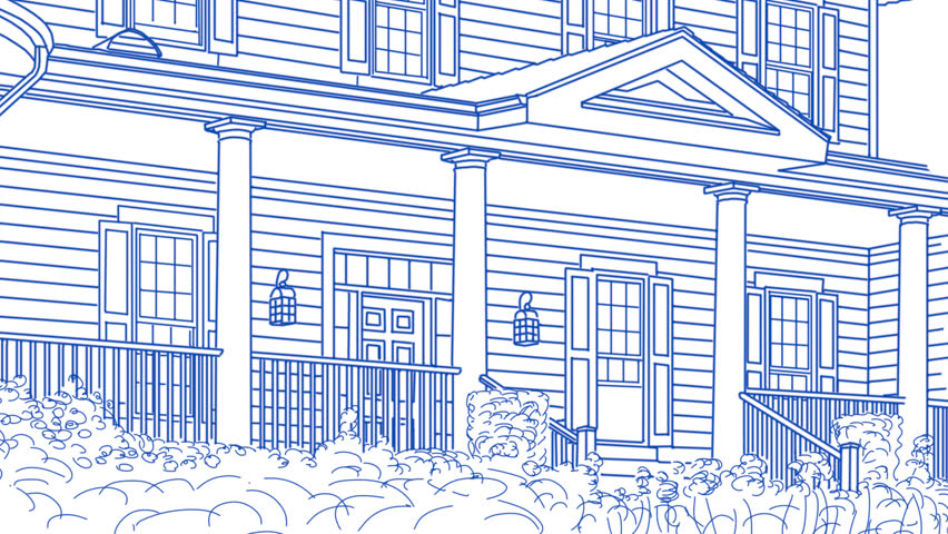 852x480 drawing of beautiful house transitioning stock footage video - Real Estate Drawing