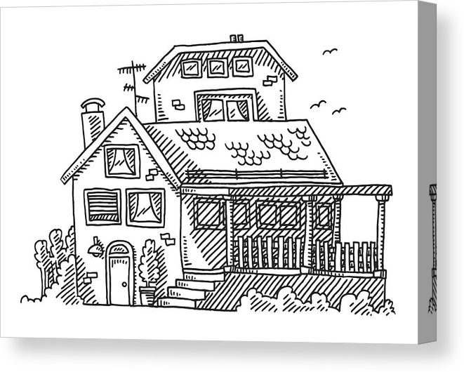 661x530 real estate house drawing canvas print canvas art - Real Estate Drawing