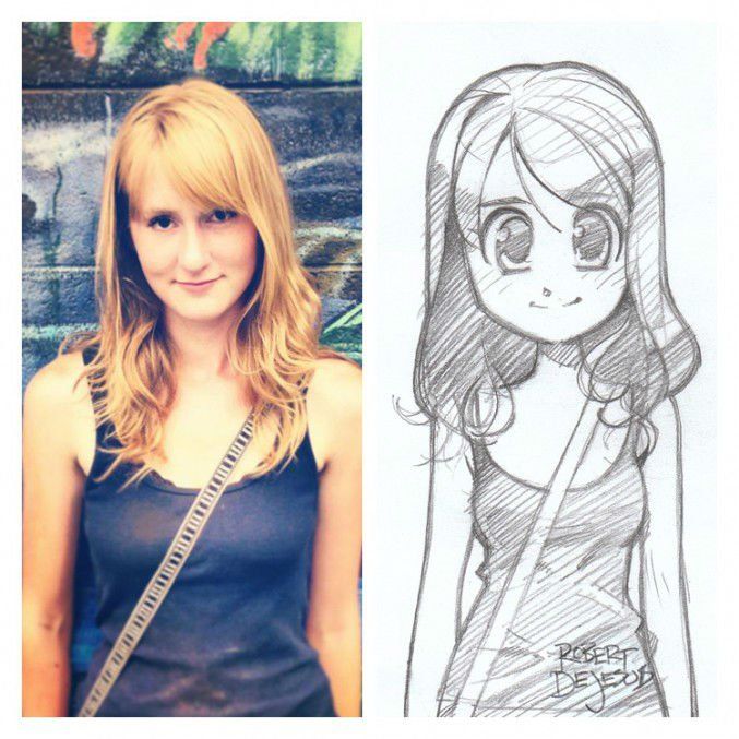 677x677 Real People Turned Into Anime Characters Drawing Painting - Real People Drawings