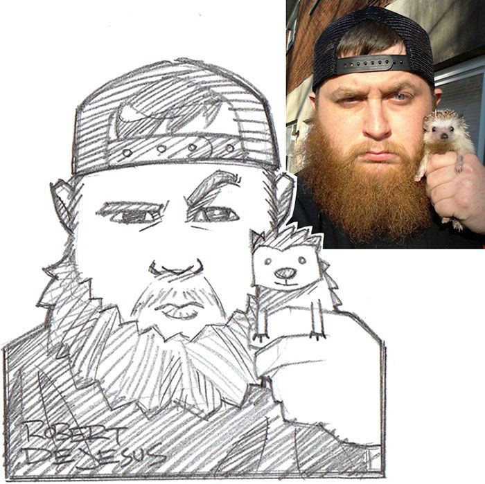 700x699 robert dejesus transforms real people into stunning cartoon - Real People Drawings